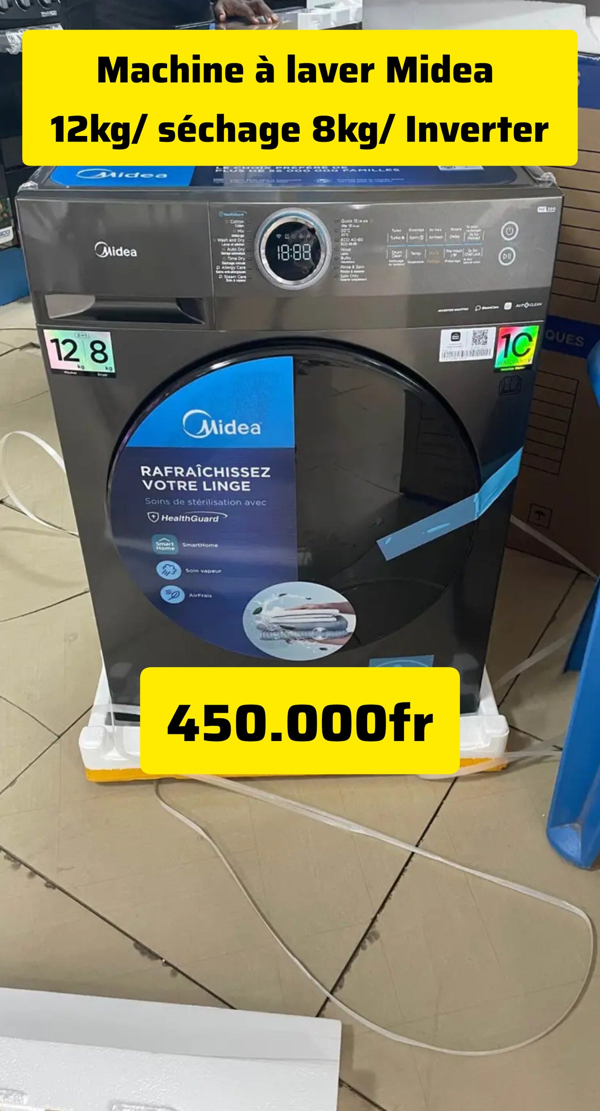 MACHINE À LAVER MIDEA AUTOMATIQUE 12KG/ SECHAGE 8KG