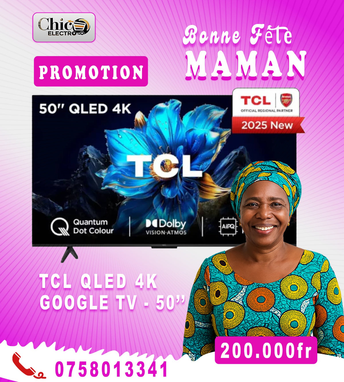 TÉLÉVISION ANDROID TCL 50 POUCES QLED