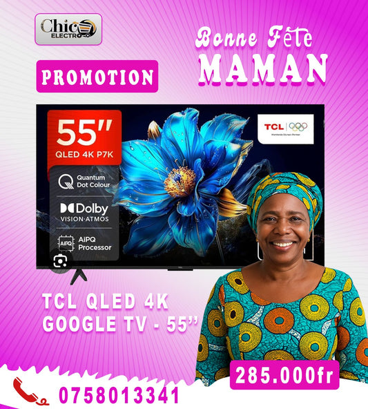 TÉLÉVISION ANDROID TCL 55 POUCES QLED