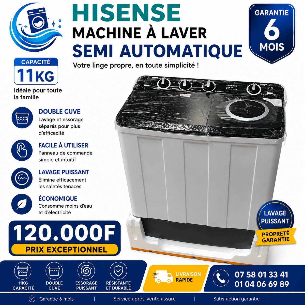 Machine à laver semi automatique Hisense