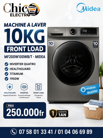 MACHINE À LAVER MIDEA AUTOMATIQUE 10KG INVERTER