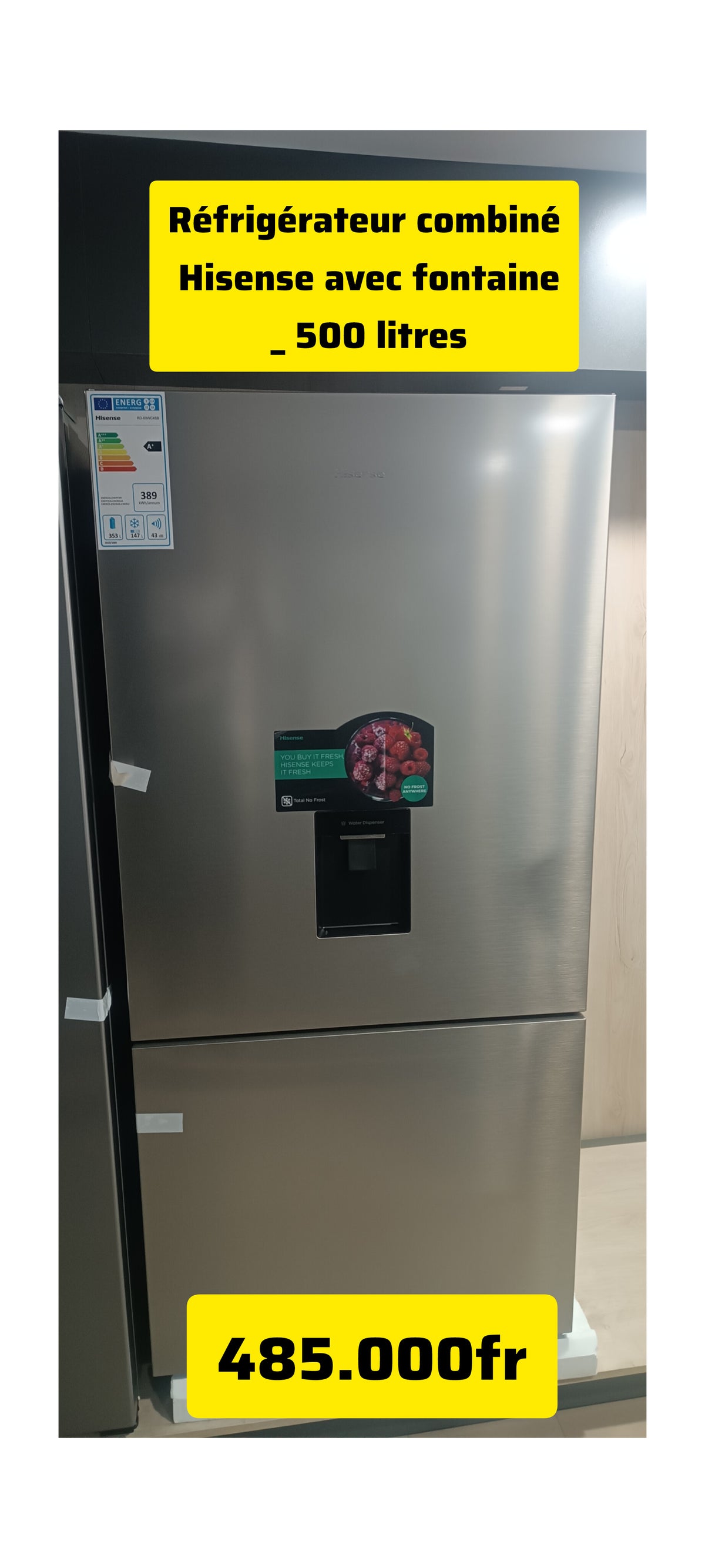 Réfrigérateur combiné Hisense avec fontaine/ no frost